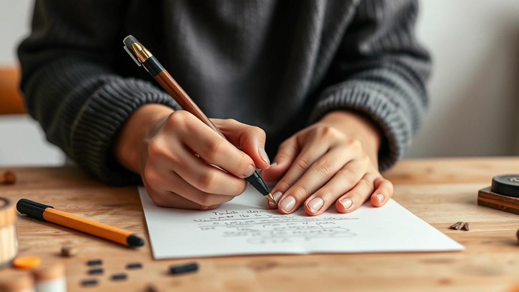 Hands actively working on a craft or skill—could be writing, building, or creating something tangible, showing progress and engagement in deliberate practice