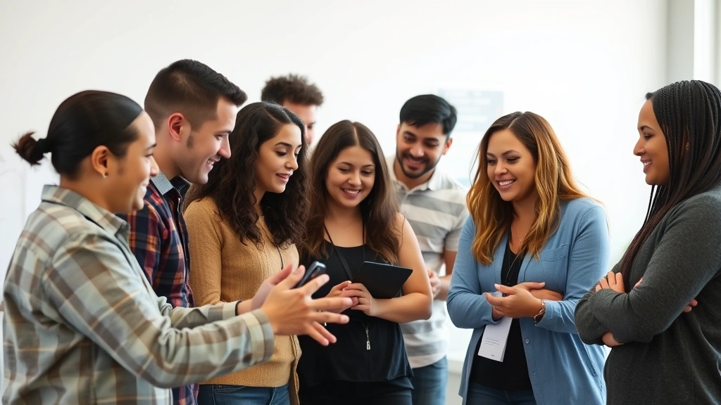 Diverse group in collaborative learning moment, mentor showing technique to learner, genuine engagement, real-world practical skill demonstration