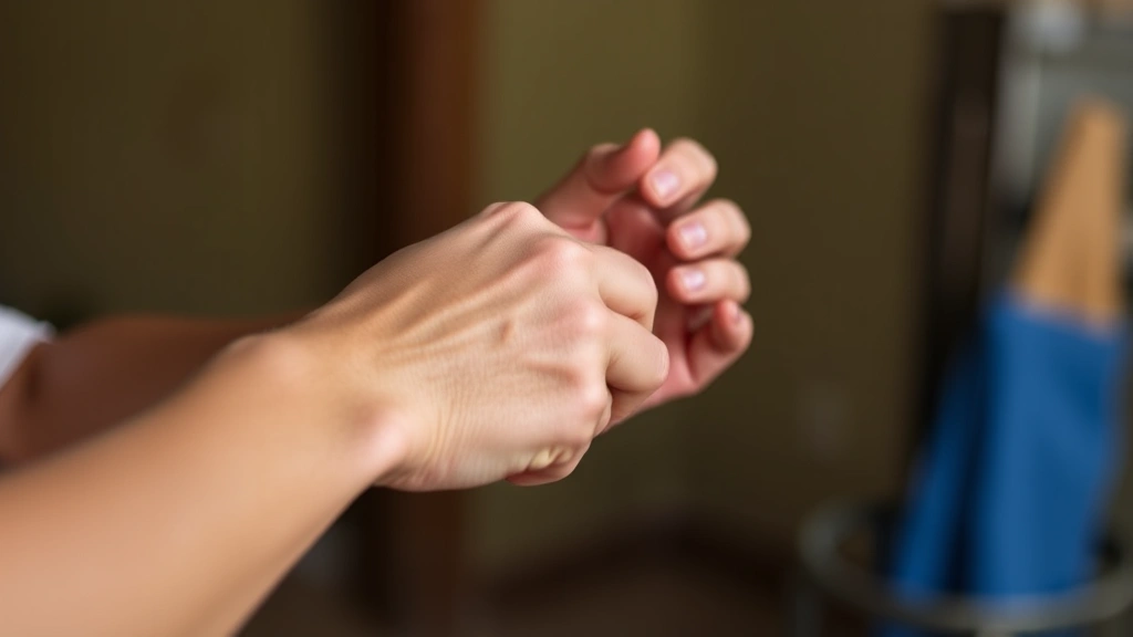 Person practicing repetitive skill with determination, hands engaged in focused activity, showing effort and concentration, realistic practice moment