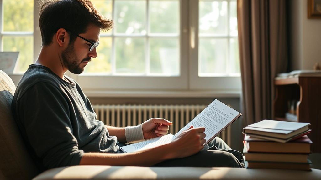 Person in comfortable learning space with notebook open, studying intently, sunlit window background, peaceful environment, embodying dedicated deliberate practice