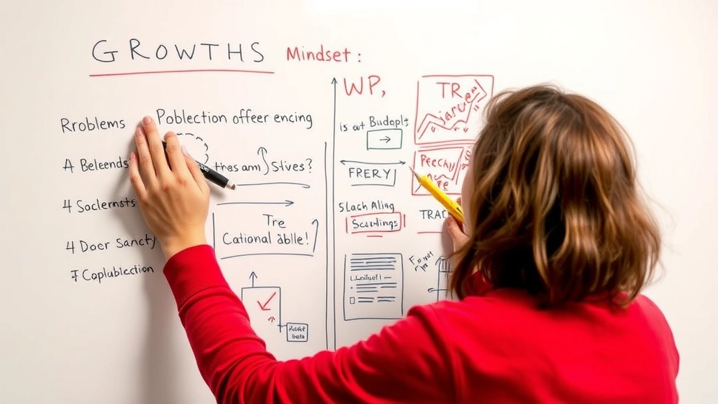 Person at whiteboard working through problem, erasing and rewriting, visible struggle and problem-solving process, growth mindset in action