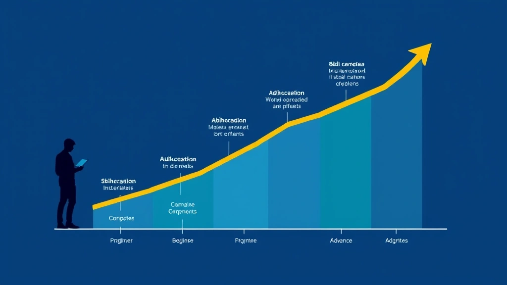 Upward trending visualization of personal growth and skill development over time, showing progression from beginner to advanced level with clear milestones and achievements