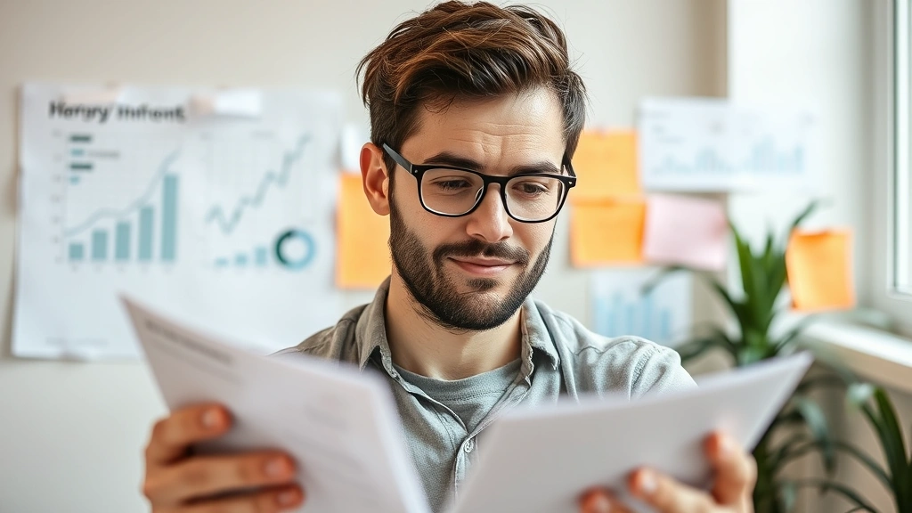A person reviewing their progress, looking satisfied but motivated to improve further, showing growth mindset with visible progress markers or notes around them