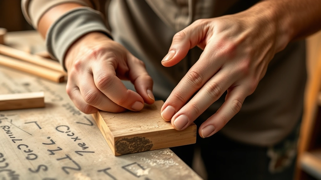 Hands actively engaged in craft work—woodworking, painting, or building—showing tactile skill application and creative practice in motion