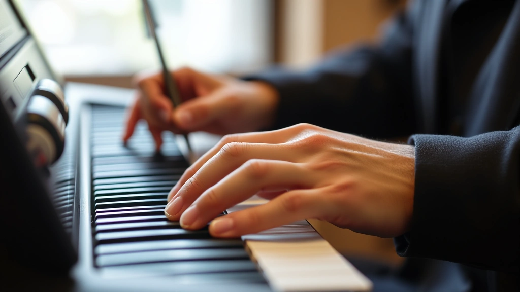 Close-up of hands practicing a skill—could be typing, instrument playing, or writing—showing deliberate focus and repetition in action