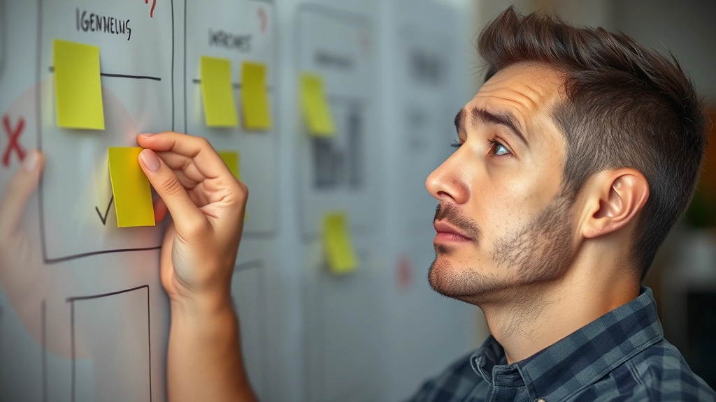 Person reviewing their progress with visible improvement markers, reflecting on growth with a thoughtful, determined expression