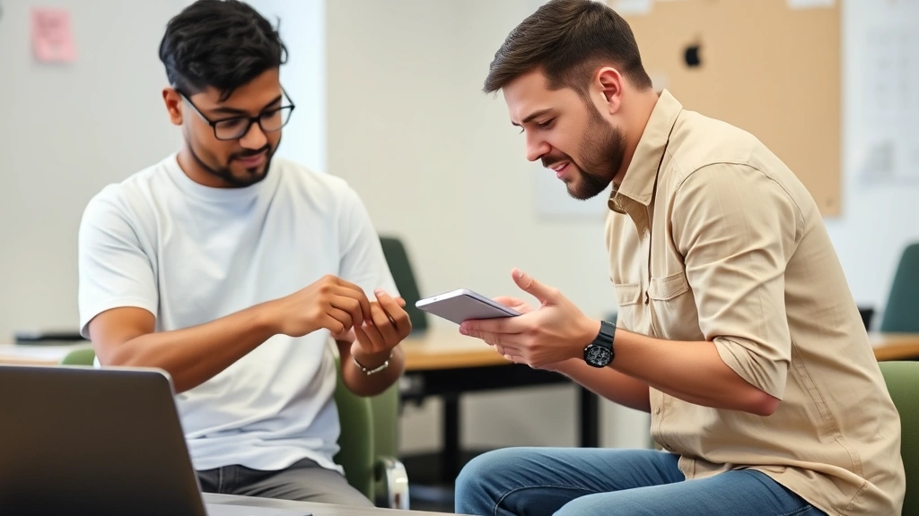 Person practicing a skill with mentor providing real-time feedback, both concentrating intently, collaborative learning environment, genuine interaction