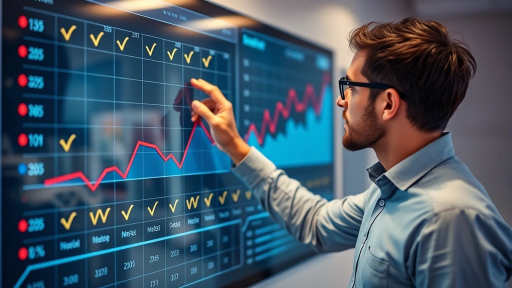 Individual tracking progress on a visible system like a wall chart or digital dashboard, showing growth over time with visible checkmarks or metrics
