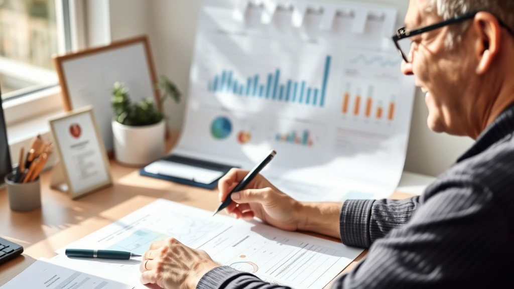 Person reviewing handwritten notes and charts on desk showing progress over time, satisfied expression, natural sunlight, visible improvement indicators
